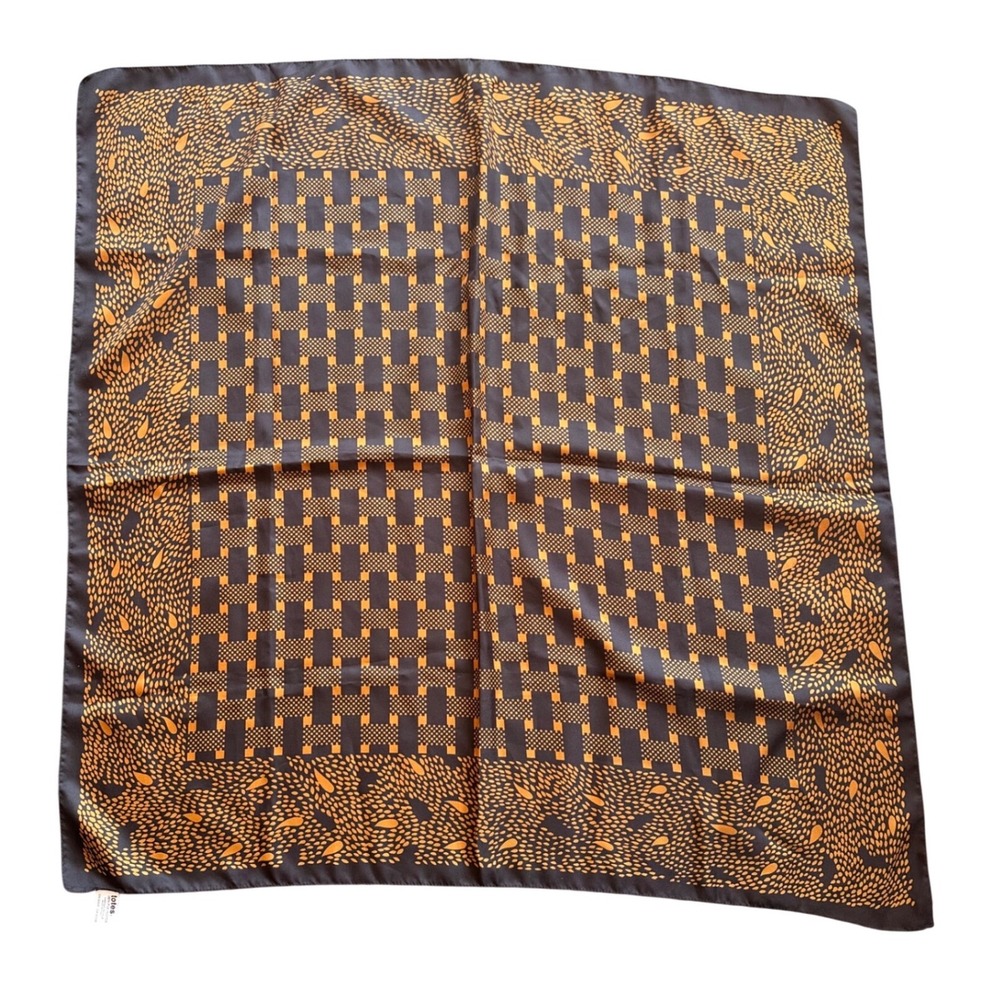 Totes Vintage Square Scarf Made in Italy Gold Black Geometric Pattern 30x30